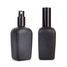 100ml matte black square glass bottle for perfume and spray lid